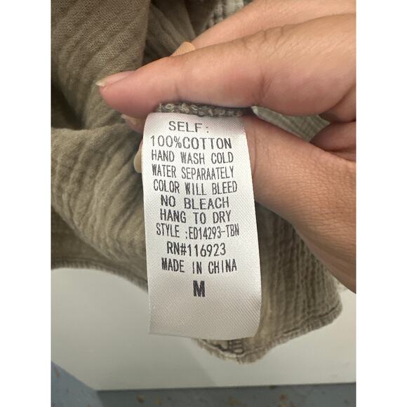 Three Bird Nest Grey Cotton Gauze oversized babydoll dress size medium - Picture 5 of 5